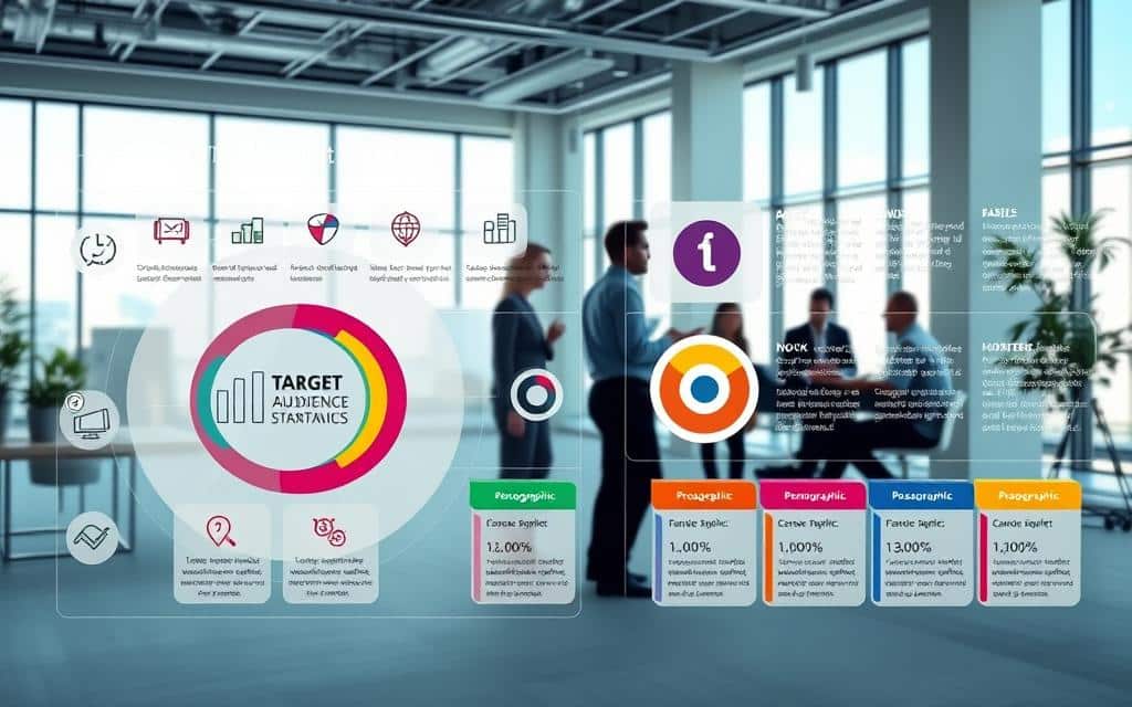 A meticulously organized visual display of target audience segmentation strategies. In the foreground, a sleek, minimalist infographic showcases various demographic and psychographic segments, each represented by distinct icons and vibrant color-coding. In the middle ground, a team of professionals collaborates, analyzing data and crafting personalized marketing approaches for each target group. The background features a clean, modern office environment, with large windows allowing natural light to filter in, creating a sense of clarity and focus. The overall atmosphere conveys a harmonious blend of strategic thinking, data-driven insights, and a keen understanding of the diverse needs and behaviors of the target audience. A meticulously organized visual display of target audience segmentation strategies. In the foreground, a sleek, minimalist infographic showcases various demographic and psychographic segments, each represented by distinct icons and vibrant color-coding. In the middle ground, a team of professionals collaborates, analyzing data and crafting personalized marketing approaches for each target group. The background features a clean, modern office environment, with large windows allowing natural light to filter in, creating a sense of clarity and focus. The overall atmosphere conveys a harmonious blend of strategic thinking, data-driven insights, and a keen understanding of the diverse needs and behaviors of the target audience.