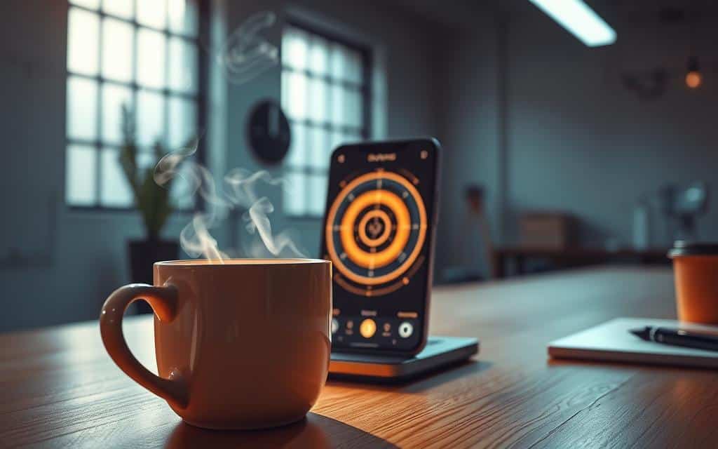 A vibrant, high-contrast scene of a morning coffee ritual, captured through the lens of a radar screen. The foreground features a steaming mug of freshly brewed coffee, its aroma wafting through the air, surrounded by a soft, warm glow. In the middle ground, a smartphone displays a dynamic, pulsing radar visualization, reflecting the rhythmic tempo of the day ahead. The background showcases a minimalist, industrial-chic workspace, with clean lines and a subtle play of light and shadow. The overall mood is one of focus, productivity, and a sense of creative anticipation, setting the stage for the advertising creative director's morning routine. A vibrant, high-contrast scene of a morning coffee ritual, captured through the lens of a radar screen. The foreground features a steaming mug of freshly brewed coffee, its aroma wafting through the air, surrounded by a soft, warm glow. In the middle ground, a smartphone displays a dynamic, pulsing radar visualization, reflecting the rhythmic tempo of the day ahead. The background showcases a minimalist, industrial-chic workspace, with clean lines and a subtle play of light and shadow. The overall mood is one of focus, productivity, and a sense of creative anticipation, setting the stage for the advertising creative director's morning routine.